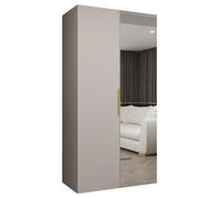 ABIKSMEBLE - Armoire Marbella 2 avec Mirroir - Hauteur 202 cm, Largeur 100 cm, Profondeur 52 cm - Corps Cachemire, Poignée l'or - Meuble de Rangement Moderne pour Salon