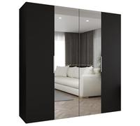 ABIKSMEBLE - Armoire Marbella 2 avec Mirroir - Hauteur 202 cm, Largeur 200 cm, Profondeur 52 cm - Corps Noir, Poignée Cachemire - Meuble de Rangement Moderne pour Salon
