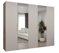 ABIKSMEBLE - Armoire Marbella 2 avec Mirroir - Hauteur 202 cm, Largeur 250 cm, Profondeur 52 cm - Corps Cachemire, Poignée l'or - Meuble de Rangement Moderne pour Salon