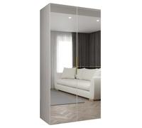 ABIKSMEBLE - Armoire Marbella 3 avec Mirroir - Hauteur 202 cm, Largeur 100 cm, Profondeur 52 cm - Corps Blanc, Poignée l'or - Meuble de Rangement Moderne pour Salon