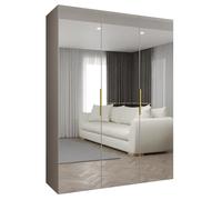 ABIKSMEBLE - Armoire Marbella 3 avec Mirroir - Hauteur 202 cm, Largeur 150 cm, Profondeur 52 cm - Corps Cachemire, Poignée l'or - Meuble de Rangement Moderne pour Salon