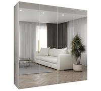 ABIKSMEBLE - Armoire Marbella 3 avec Mirroir - Hauteur 202 cm, Largeur 200 cm, Profondeur 52 cm - Corps Blanc, Poignée l'or - Meuble de Rangement Moderne pour Salon