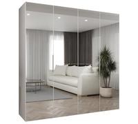 ABIKSMEBLE - Armoire Marbella 3 avec Mirroir - Hauteur 202 cm, Largeur 200 cm, Profondeur 52 cm - Corps Blanc, Poignée Cachemire - Meuble de Rangement Moderne pour Salon