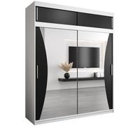 ABIKSMEBLE Armoire Monaco avec Porte Coulissante et Miroir - Dressing pour Chambre Adulte - Penderie Vêtement - Garde-Robe - Placard - Closet