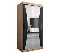 ABIKSMEBLE Armoire Monaco Avec Porte Coulissante Miroir - Dressing Adulte - Penderie Vêtement - Garde Robe - Placard 2 Portes - Closet