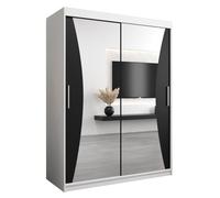 ABIKSMEBLE Armoire Monaco Avec Porte Coulissante Miroir - Dressing Adulte - Penderie Vêtement - Garde Robe - Placard 2 Portes - Closet