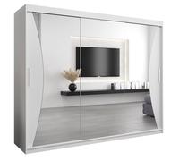 ABIKSMEBLE Armoire Monaco Avec Porte Coulissante Miroir - Dressing Adulte - Penderie Vêtement - Garde Robe - Placard - 3 Portes - Closet