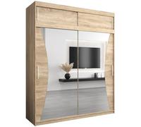 ABIKSMEBLE Armoire Monaco Avec Porte Coulissante Miroir - Dressing Adulte - Penderie Vêtement - Garde Robe - Placard - Closet
