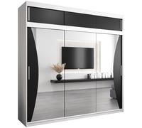 ABIKSMEBLE Armoire Monaco Avec Porte Coulissante Miroir - Dressing Adulte - Penderie Vêtement - Garde Robe - Placard - 3 Portes - Closet