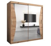 ABIKSMEBLE Armoire Monaco - Chambre Dressing Adulte - Penderie Vêtement - Garde-Robe 2 Portes Coulissantes