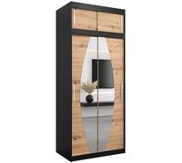 ABIKSMEBLE Armoire Porte coulissante Miroir Elypse - Armoire Chambre - Dressing Chambre Adulte - Penderie Vetement Dressing - Garde Robe - Placard Chambre - Armoire 2 Portes - Closet