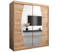 ABIKSMEBLE Armoire Porte coulissante Miroir Elypse - Armoire Chambre - Dressing Chambre Adulte - Penderie Vetement Dressing - Garde Robe - Placard Chambre - Armoire 2 Portes - Closet