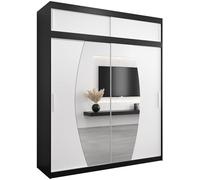 ABIKSMEBLE Armoire Porte coulissante Miroir Elypse - Armoire Chambre - Dressing Chambre Adulte - Penderie Vetement Dressing - Garde Robe - Placard Chambre - Armoire 2 Portes - Closet