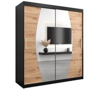 ABIKSMEBLE Armoire Porte Coulissante Miroir Elypse - Chambre Adulte - Penderie Vetement Dressing - Garde Robe - Placard - 2 Portes - Closet