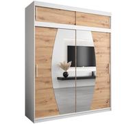 ABIKSMEBLE Armoire Porte Coulissante Miroir Elypse - Dressing Adulte - Penderie Vêtement - Garde Robe - Placard 2 Portes - Closet