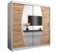 ABIKSMEBLE Armoire Porte coulissante Miroir Elypse - Dressing Chambre Adulte - Penderie Vetement Dressing - Garde Robe - Armoire 2 Portes - Closet