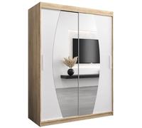 ABIKSMEBLE Armoire Porte coulissante Miroir Elypse - Dressing Chambre Adulte - Penderie Vetement Dressing - Garde Robe - Armoire 2 Portes - Closet