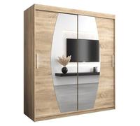 ABIKSMEBLE Armoire Porte coulissante Miroir Elypse - Dressing Chambre Adulte - Penderie Vetement Dressing - Garde Robe - Armoire 2 Portes - Closet