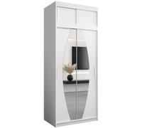 ABIKSMEBLE Armoire Porte coulissante Miroir Elypse - Dressing Chambre Adulte - Penderie Vetement Dressing - Garde Robe - Armoire 2 Portes - Closet