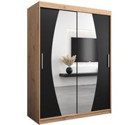 ABIKSMEBLE Armoire Porte coulissante Miroir Elypse - Dressing Chambre Adulte - Penderie Vetement Dressing - Garde Robe - Armoire 2 Portes - Closet