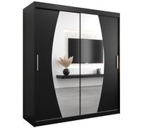 ABIKSMEBLE Armoire Porte Coulissante Miroir Elypse - Dressing Chambre Adulte - Penderie Vêtement - Garde Robe - Placard - 2 Portes - Closet