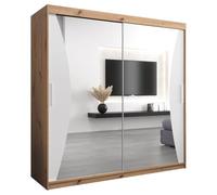 ABIKSMEBLE Armoire Porte coulissante Miroir Monaco - Armoire Chambre - Dressing Chambre Adulte - Penderie Vetement Dressing - Garde Robe - Placard Chambre - Armoire 2 Portes - Closet