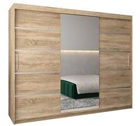 ABIKSMEBLE Armoire Porte coulissante Miroir Verona 2 - Dressing Chambre Adulte - Penderie Vetement Dressing - Garde Robe - Placard Chambre - Armoire 3 Portes - Closet