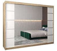 ABIKSMEBLE Armoire Porte coulissante Miroir Verona 4 - Dressing Chambre Adulte - Penderie Vetement Dressing - Garde Robe - Placard Chambre - Armoire 3 Portes - Closet
