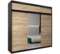 ABIKSMEBLE Armoire Tokyo 1 Avec Porte Coulissante Miroir - Dressing Adulte - Penderie Vêtement - Garde Robe - Placard - Armoire 3 Portes - Closet