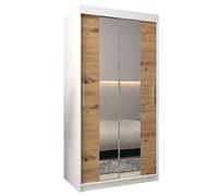 ABIKSMEBLE Armoire Tokyo 1 Porte Coulissante avec Miroir - Dressing Chambre Adulte - Penderie Vetement - Garde Robe - Placard 2 Portes - Closet