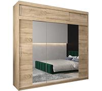 ABIKSMEBLE Armoire Tokyo 2 Avec Porte Coulissante Miroir - Dressing Adulte - Penderie Vêtement - Garde Robe - Placard 3 Portes - Closet
