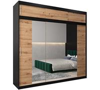 ABIKSMEBLE Armoire Tokyo 2 Avec Porte Coulissante Miroir - Dressing Adulte - Penderie Vêtement - Garde Robe - Placard - 3 Portes - Closet