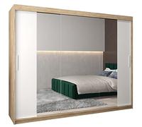 ABIKSMEBLE Armoire Tokyo 2 Avec Porte Coulissante Miroir - Dressing Adulte - Penderie Vêtement - Garde Robe - Placard - Armoire 3 Portes - Closet