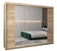 ABIKSMEBLE Armoire Tokyo 2 Avec Porte Coulissante Miroir - Dressing Adulte - Penderie Vêtement - Garde Robe - Placard - Armoire 3 Portes - Closet