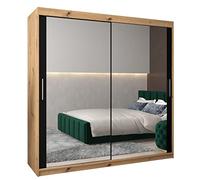 ABIKSMEBLE Armoire Tokyo 3 Avec Porte Coulissante Miroir - Dressing Adulte - Penderie Vêtement - Garde Robe - Placard 2 Portes - Closet