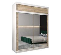 ABIKSMEBLE Armoire Tokyo 3 Avec Porte Coulissante Miroir - Dressing Chambre Adulte - Penderie Vêtement - Garde Robe - Placard 2 Portes - Closet