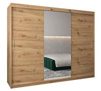 ABIKSMEBLE Armoire Tokyo - Dressing Chambre Adulte - Penderie Vêtement - Garde-Robe 3 Portes Coulissantes