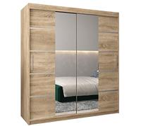 ABIKSMEBLE Armoire Verona 4 avec Porte Coulissante et Miroir - Dressing pour Chambre Adulte - Penderie Vêtement - Garde-Robe - Placard 2 Portes - Closet