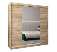 ABIKSMEBLE Armoire Verona 4 avec Porte Coulissante et Miroir - Dressing pour Chambre Adulte - Penderie Vêtements - Garde-Robe - Placard 3 Portes - Closet