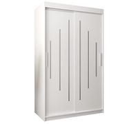 ABIKSMEBLE Armoire York 120 à Portes Coulissantes avec Tringle et Étagère pour Chambre à Coucher (Blanc Mat)