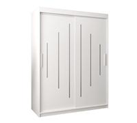 ABIKSMEBLE Armoire York 150 à Portes Coulissantes Avec Tringle et Étagère Pour Chambre à Coucher (Blanc Mat)