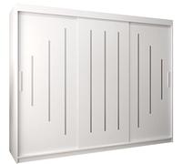 ABIKSMEBLE Armoire York 250 à Portes Coulissantes Avec Tringle et Étagère Pour Chambre à Coucher (Blanc Mat)
