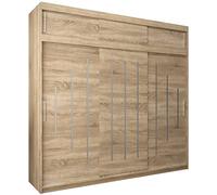 ABIKSMEBLE Armoire York 250 à Portes Coulissantes Avec Tringle et Étagère Pour Chambre à Coucher (Chêne Sonoma Avec Extension)