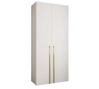 ABIKSMEBLE COMO 3 Armoire à 2 Portes - Garde-Robe - Armoire à Vêtements - Armoire de Rangement pour Chambre à Coucher, Chambre d’Ado, Chambre d’Enfant - 245,5x110x50cm - Blanc, Blanc, Or
