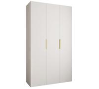 ABIKSMEBLE COMO 4 Armoire à 3 Portes - Garde-Robe - Armoire à Vêtements - Armoire de Rangement pour Chambre à Coucher, Chambre d’Ado, Chambre d’Enfant - 245,5x140x40cm - Blanc, Blanc, Or