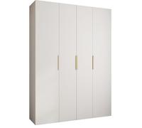 ABIKSMEBLE COMO 4 Armoire à 4 Portes - Garde-Robe de Rangement pour Chambre à Coucher, Chambre d'Ado, Chambre d'Enfant - 245,5x180x50cm - Blanc, Or