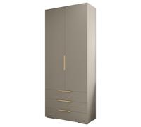 ABIKSMEBLE Inova 1 2D3SZ Armoire de Rangement avec Tiroirs, Barres et Etagères - Armoire à 2 Portes - pour Chambre à Coucher, Chambre d'Adolescente, Entrée - 236,7x100x47cm - Cachemire, Or