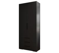 ABIKSMEBLE Inova 1 2D3SZ Armoire de Rangement avec Tiroirs, Barres et Etagères - Armoire à 2 Portes - pour Chambre à Coucher, Chambre d'Adolescente, Entrée - 236,7x100x47cm - Noir, Noir