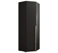 ABIKSMEBLE Inova 1 Armoire d'angle - Penderie avec Etagères et Barres - Meuble de Rangement - pour Chambre à Coucher, Chambre d'Adolescente, Entrée - 236,7x81,7x47cm - Noir, Or