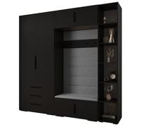ABIKSMEBLE Inova 1 Ensemble de Meubles - Garde-Robe Moderne - pour Chambre à Coucher, Salon, Entrée, Chambre d'enfant - Meuble de Rangement pour Dressing - 236,7x240x47cm - Noir, Manila 16, Noir